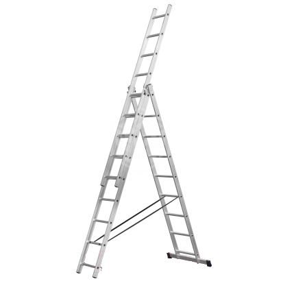 Лестница Stairs AL309, 3x9 ступеней, алюминиевая, трехсекционная, универсальная