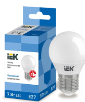 Лампа LED G45 шар 7Вт 230В 6500К E27 IEK