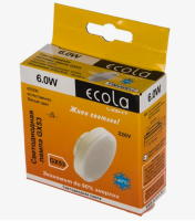 Лампа Ecola Light GX53 LED 6,0W Tablet 220V 4200K 27x75 матовое стекло 30000h