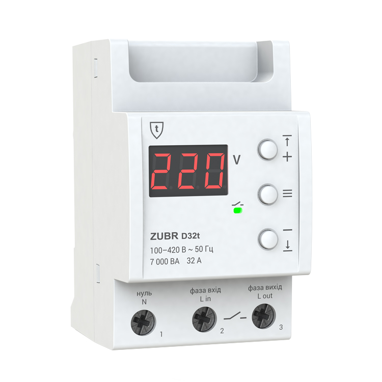 Реле напряжения RBUZ D32t - 32А (max 40 A), 7 000 ВА (термозащита)