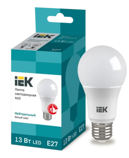 Лампа светодиодная ECO A60 шар 13Вт 230В 4000К E27 IEK