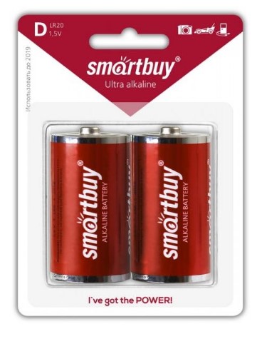 Батарейка алкалиновая Smartbuy LR20/2B (12/96) (SBBA-D02B)
