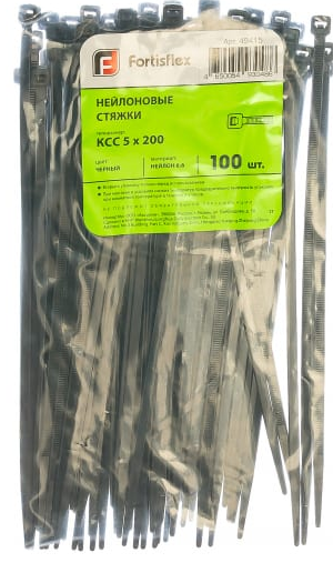 Стяжки нейлоновые КСС 5*200 (ч) (100шт.)