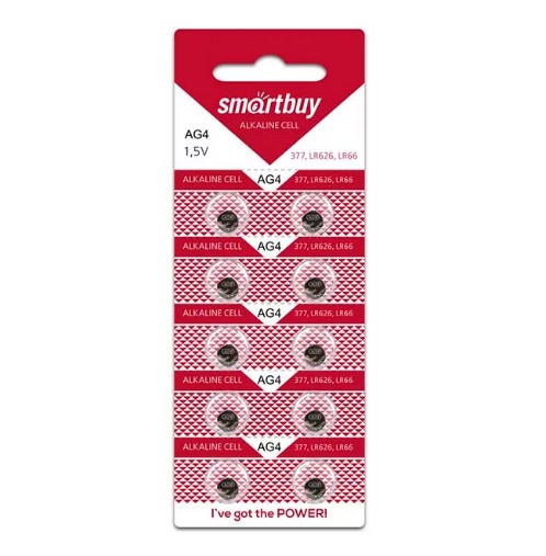 Батарейка Smartbuy, LR626 (377, G4), Alkaline, щелочная, 1.5 В