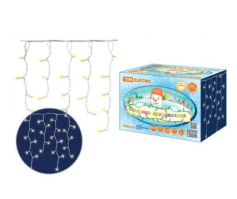 Гирлянда светодиодная "Бахрома" 2х1м, 152LED, 3000К, бел. шнур, посл. подкл, IP65, 250 В, TDM