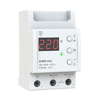 Реле напряжения RBUZ D25t - 25А (max 30 A), 5 500 ВА (термозащита)