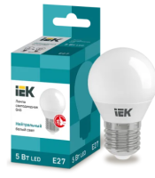 Лампа светодиодная ECO G45 шар 5Вт 230В 4000К E27 IEK