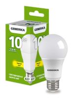 Лампа светодиодная A60 груша 10Вт 230В 3000К E27 GENERICA