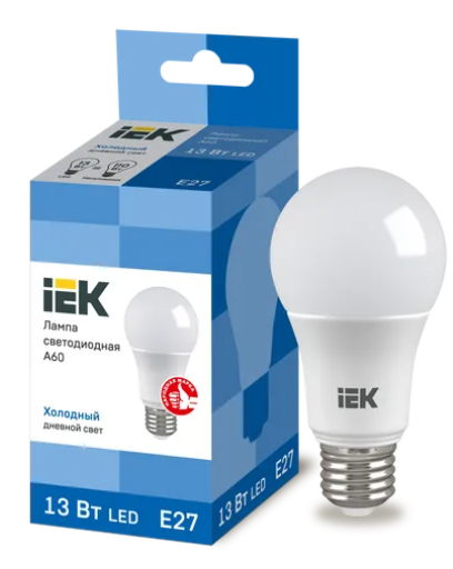 Лампа светодиодная ECO A60 шар 13Вт 230В 6500К E27 IEK