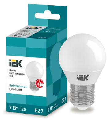 Лампа светодиодная ECO G45 шар 7Вт 230В 4000К E27 IEK
