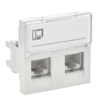PRIMER РКИ-22-00-П-5 Розетка компьютерная RJ45 UTP кат.5E (2 модуля 2 входа) белая IEK