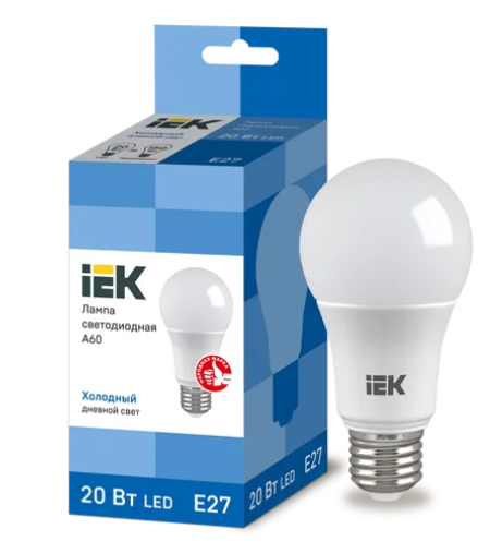 Лампа светодиодная ECO A60 шар 20Вт 230В 6500К E27 IEK