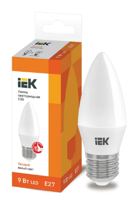 Лампа светодиодная ECO C35 свеча 9Вт 230В 3000К E27 IEK