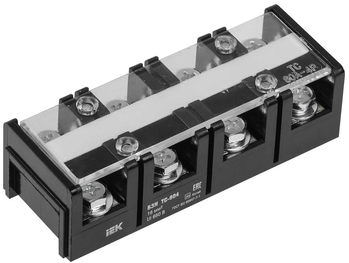 Блок зажимов наборный БЗН ТС-604 16мм2 60A 4 пары IEK