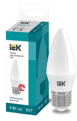 Лампа светодиодная ECO C35 свеча 9Вт 230В 4000К E27 IEK