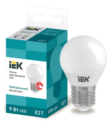Лампа светодиодная ECO G45 шар 9Вт 230В 4000К E27 IEK