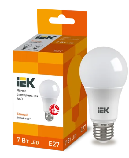 Лампа светодиодная ECO A60 шар 7Вт 230В 3000К E27 IEK
