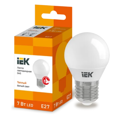 Лампа светодиодная ECO G45 шар 7Вт 230В 3000К E27 IEK