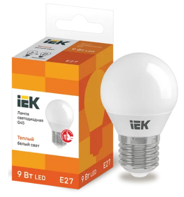 Лампа светодиодная ECO G45 шар 9Вт 230В 3000К E27 IEK