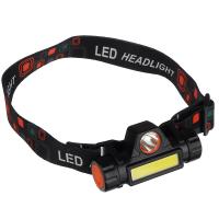 Фонарь налобный ЧИНГИСХАН 1СОВ, 1LED, аккумулятор 1000мАч, 2 режима
