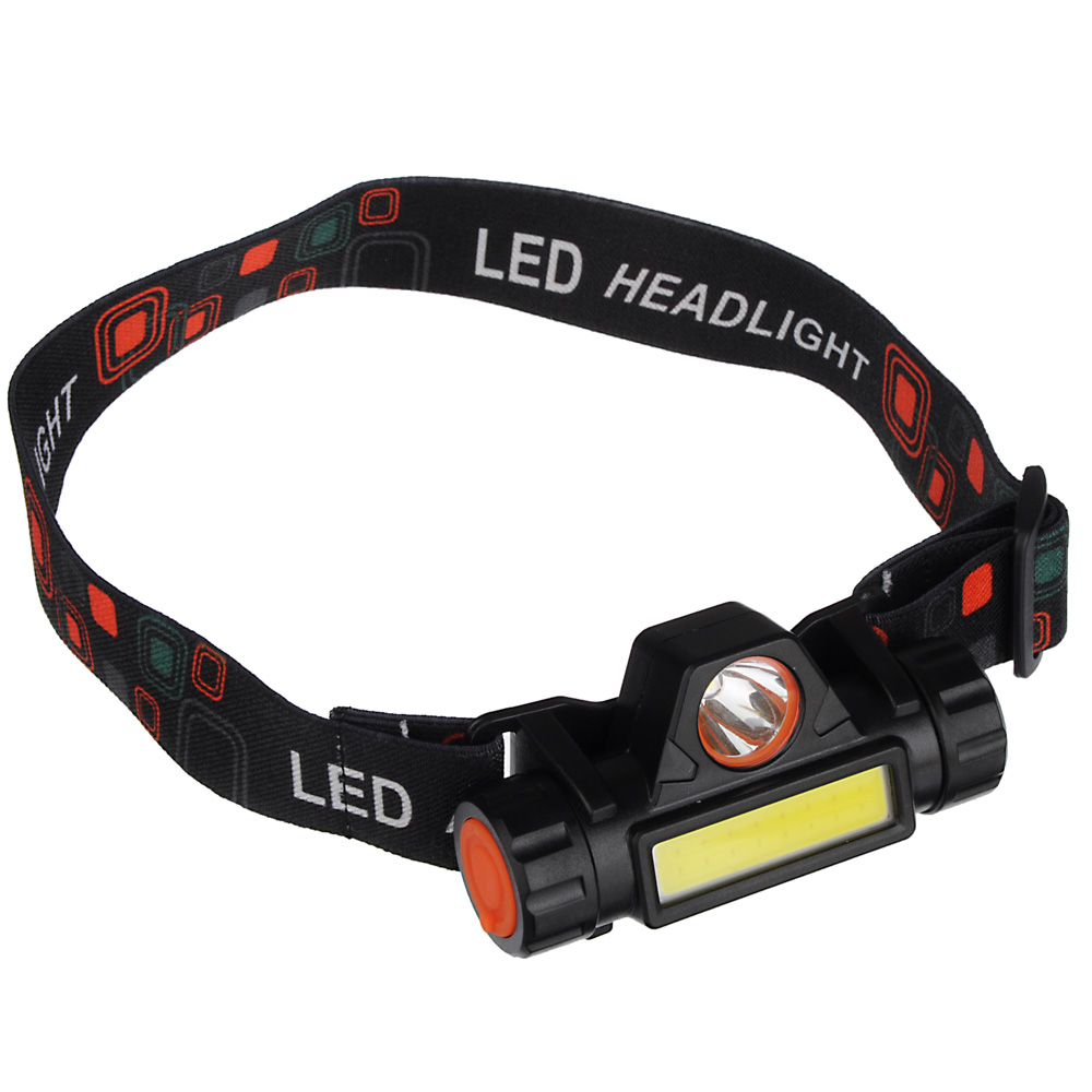 Фонарь налобный ЧИНГИСХАН 1СОВ, 1LED, аккумулятор 1000мАч, 2 режима