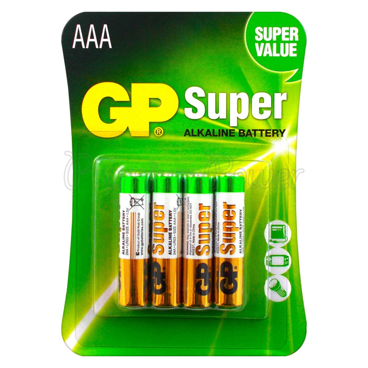 Элемент питания LR03 (ААА) алкалиновый (BL) GP SUPER бл. 4шт