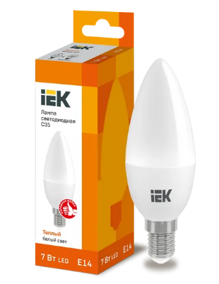 Лампа светодиодная ECO C35 свеча 7Вт 230В 3000К E14 IEK