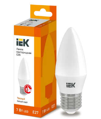Лампа светодиодная ECO C35 свеча 7Вт 230В 3000К E27 IEK