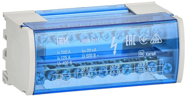Шины на DIN-рейку в корпусе (кросс-модуль) ШНК 2х11 L+PEN IEK