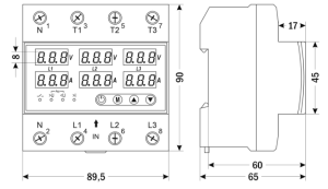 РЕЛЕ КОНТРОЛЯ ТРЕХФАЗНОГО ТОКА И НАПРЯЖЕНИЯ OMIX D5-AV6-3-PS-K6
