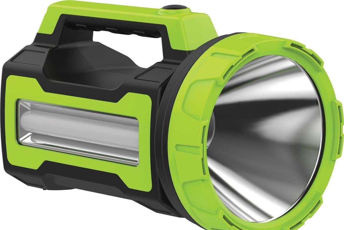 Фонарь аккум KOSMOS PREMIUM 10W LED, бок.пан. 3Вт, 3 режраб, регулировка яркости, з/у220/12в usb