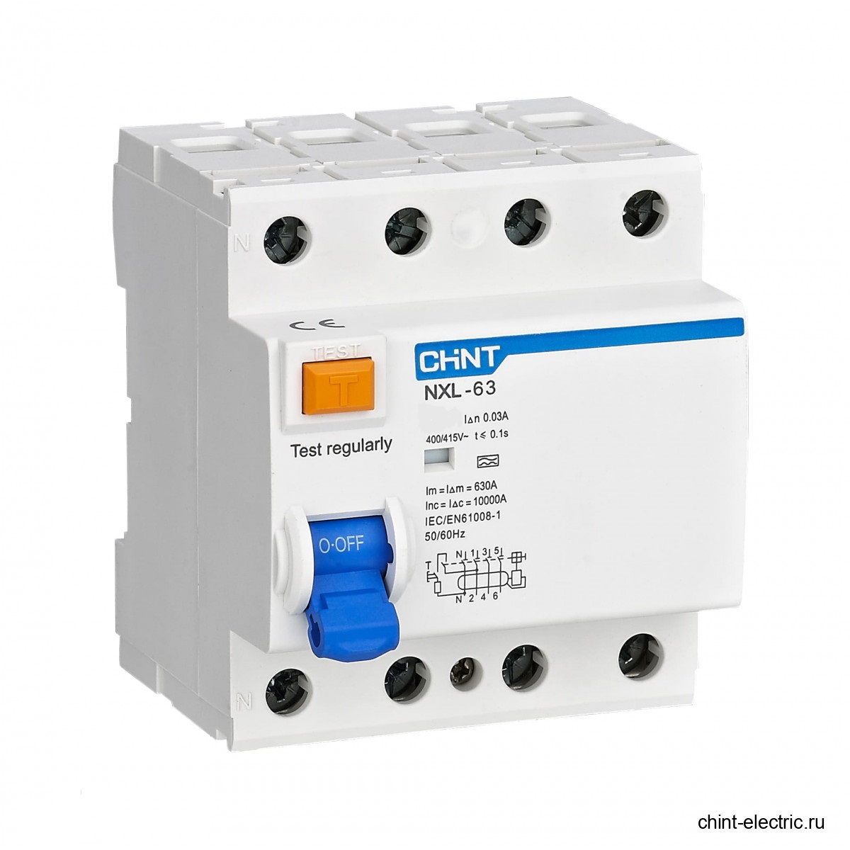 УЗО NXL-63 6kA 3P+N 40A 30mA AC (CHINT)