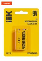 Батарейка щелочная Alkaline 6LR61 9V (1шт/блистер) IEK