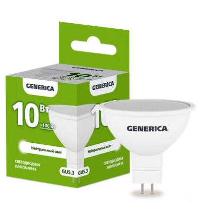 Лампа светодиодная MR16 софит 10Вт 230В 4000К GU5.3 GENERICA