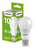 Лампа светодиодная A60 груша 10Вт 230В 6500К E27 GENERICA