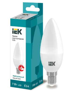 Лампа светодиодная ECO C35 свеча 7Вт 230В 4000К E14 IEK