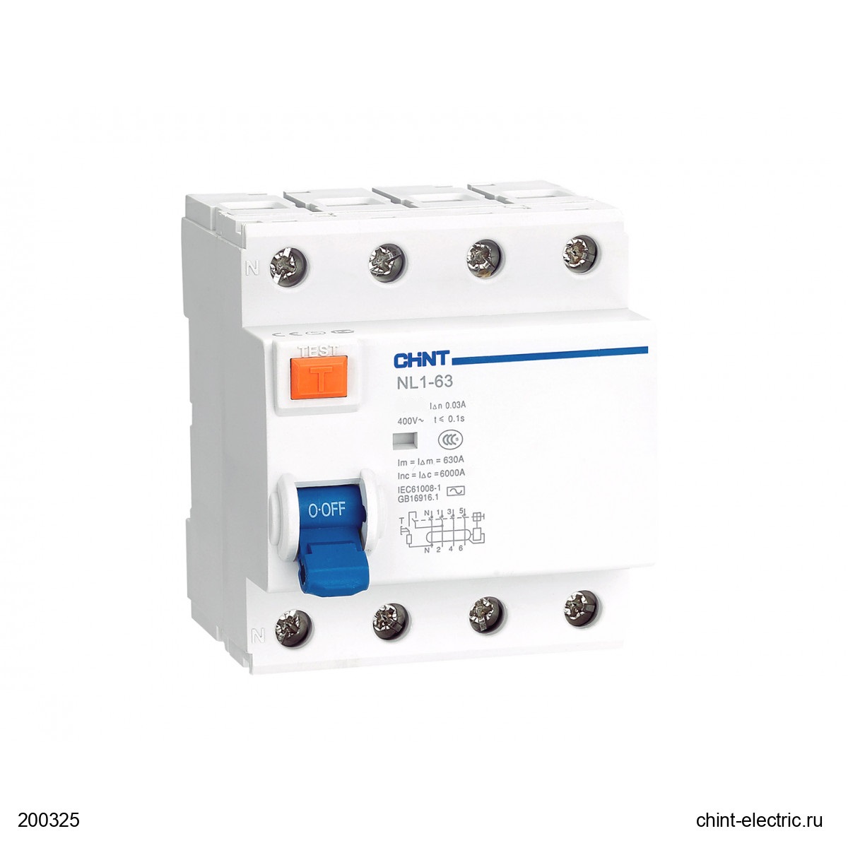 УЗО NL1-63 6kA 4P 63A 30mA тип AC (CHINT)