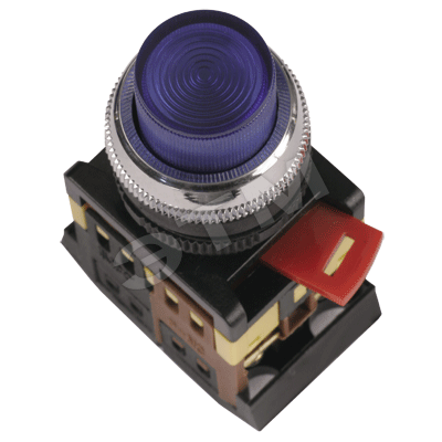Кнопка ABLFP-22 синий d22мм неон/240В 1з+1р ИЭК #(10/200)