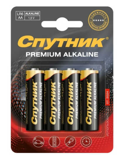 Элемент питания PREMIUM ALKALINE LR6/4S/24, Спутник