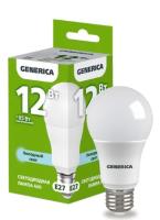 Лампа светодиодная A60 груша 12Вт 230В 6500К E27 GENERICA