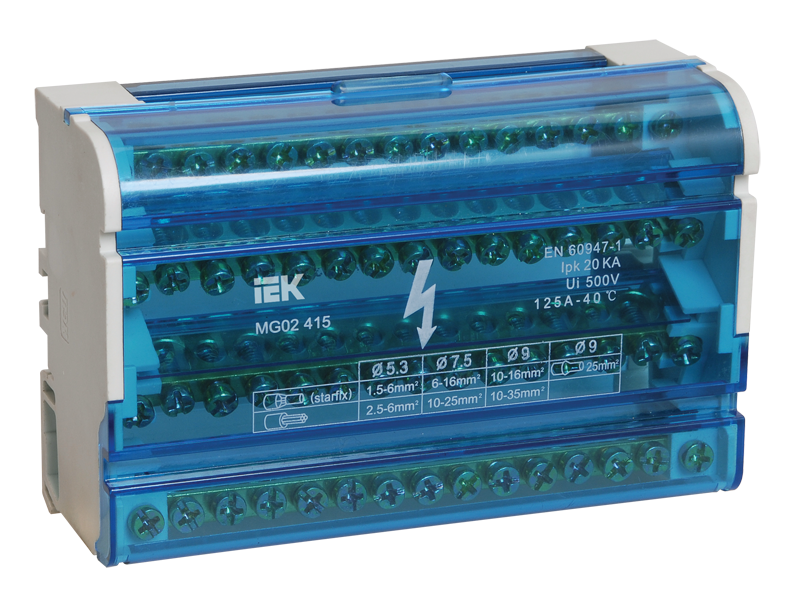 Шины на DIN-рейку в корпусе (кросс-модуль) 3L+PEN 4х15 ИЭК #(10/50)
