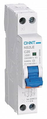 Диф. автомат NB2LE 1P+N 25A 30mA 1мод., х-ка С, электронный тип AС,  6kA (CHINT)