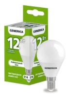 Лампа светодиодная G45 шар 12Вт 230В 4000К E14 GENERICA
