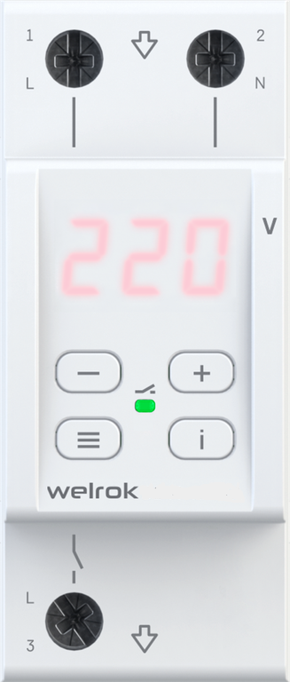 Реле напряжение с контролем тока Welrok VI-40 Red