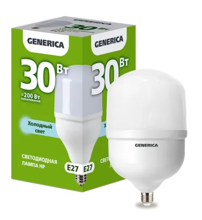 Лампа светодиодная HP 30Вт 230В 6500К E27 GENERICA