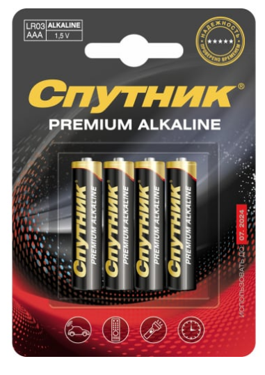 Элемент питания PREMIUM ALKALINE LR03/4S/24, Спутник