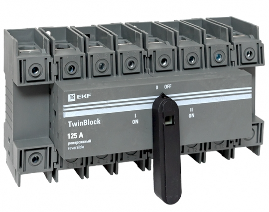 Рубильник 125A 4P реверсивный c рукояткой для прямой установки TwinBlock EK