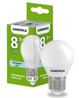 Лампа светодиодная G45 шар 8Вт 230В 6500К E27 GENERICA