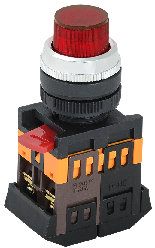 Кнопка ABLFP-22 красный d22мм неон/240В 1з+1р ИЭК #(10/200)