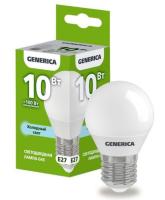Лампа светодиодная G45 шар 10Вт 230В 6500К E27 GENERICA